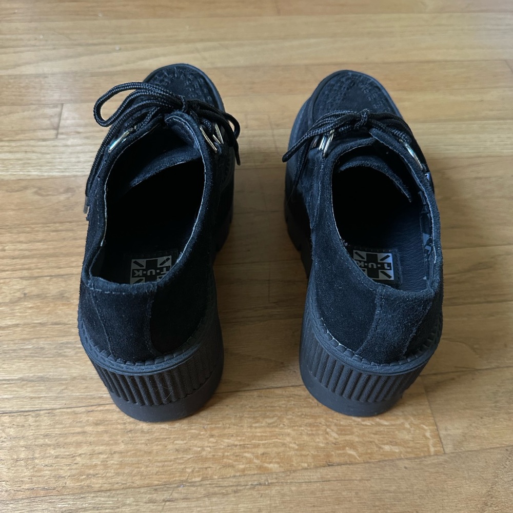 T.U.K Black Suede Platform Lace-Up Sneakers - Picture 7 of 9